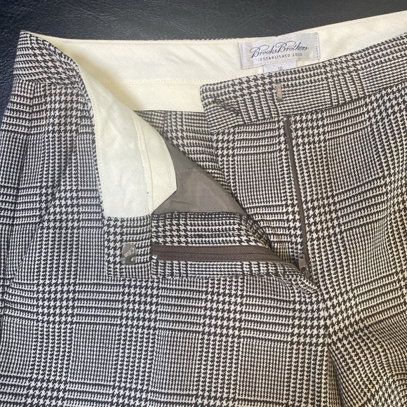 BROOKS BROTHERS Wool Blend Wide leg dress pants Brown Glen Plaid Women's Size 10 - Picture 5 of 9